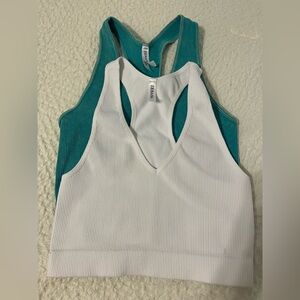 Two Cropped Racer Back Tanks - Size L/XL